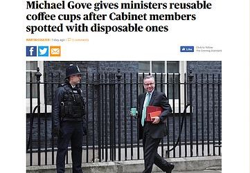 WELL DONE! UK Ministers are starting to re-use coffee cups.